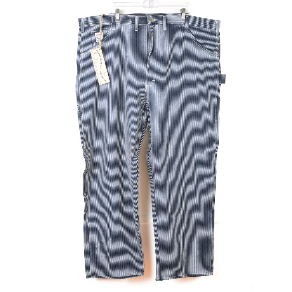 VINTAGE DEADSTOCK Pointer Brand Hickory Striped Carpenter Jeans Size 46x30 - Picture 2 of 14